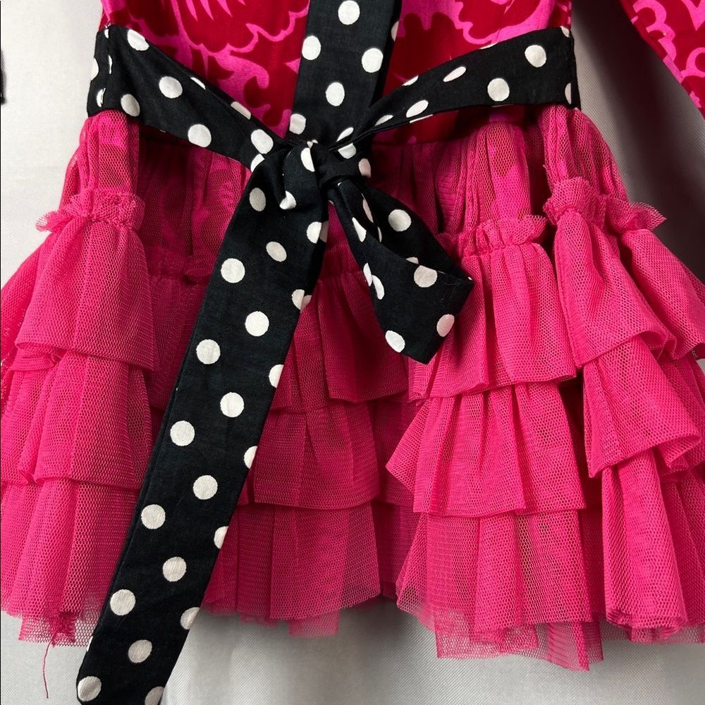Ann Loren fuchsia and black ruffle skirt long sleeve dress size 12-18 months NWT - Picture 7 of 14